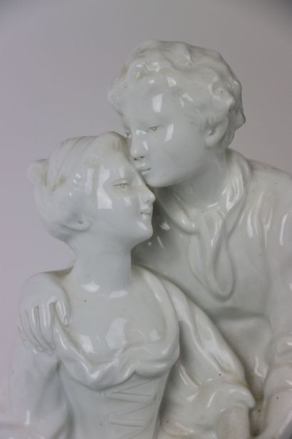 CAPODIMONTE, Group in white enamelled porcelain...