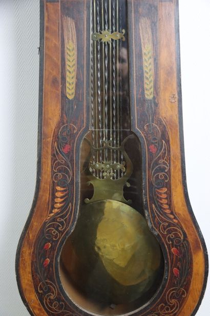 Comtoise clock, blackened wood and polychrome...