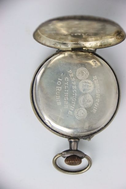 Silver pocket watch. Roman numerals. Gross...