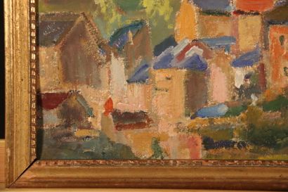 École du XXe siècle. Paysage d'un château...