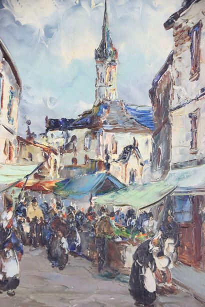 P. WILNAY (XXe siècle), Marché breton, huile...