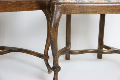 Pair of wooden armchairs with straight back,...