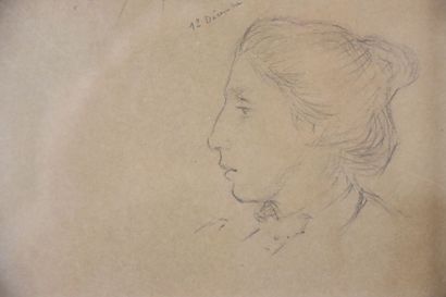 Réunion de dessins comprenant :
- Homme pensif,...