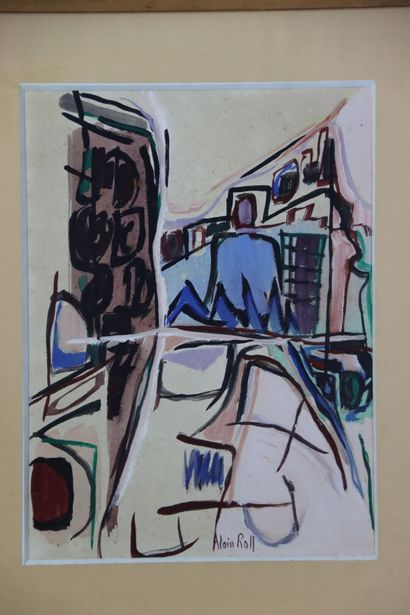 Alain ROLL (1897-1978) Composition, aquarelle...