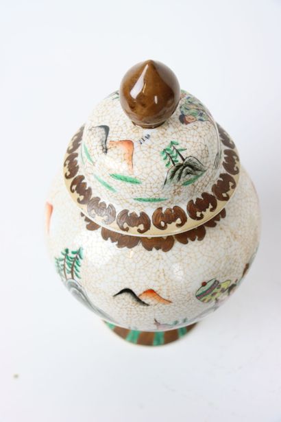 ASIA, Pair of large covered pots on pedestal...