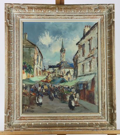 P. WILNAY (XXe siècle), Marché breton, huile...