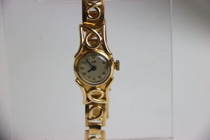 Yellow gold (18K) Lip watch with round dial...