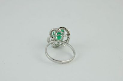 18K (750/1000) white gold ring centered on...