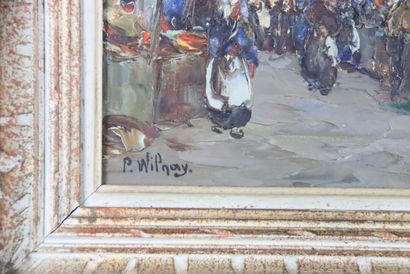 P. WILNAY (XXe siècle), Marché breton, huile...
