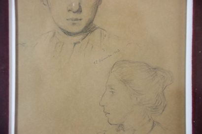 Réunion de dessins comprenant :
- Homme pensif,...