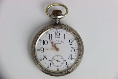Silver pocket watch. Arabic numerals. Gross...