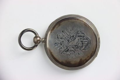 Silver pocket watch. Arabic numerals. Gross...