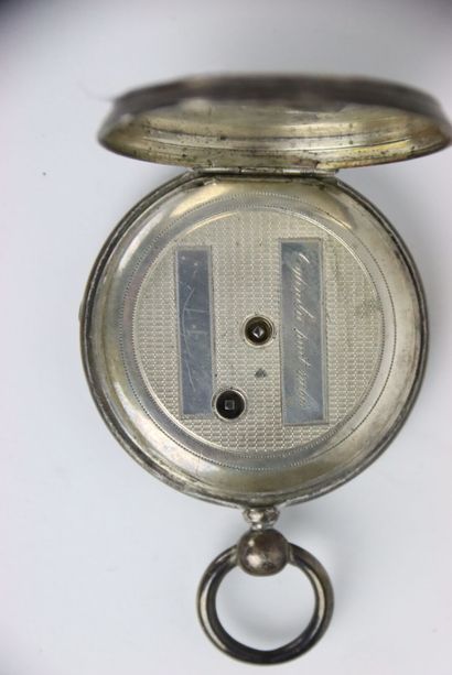 Silver pocket watch. Arabic numerals. Gross...
