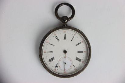Silver pocket watch. Arabic numerals. Gross...