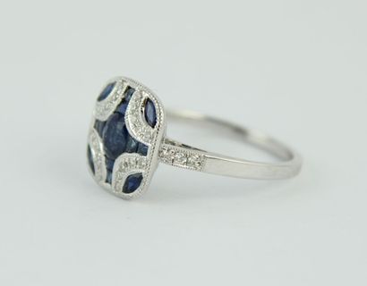 Ring in 18K (750/1000) white gold, art deco...