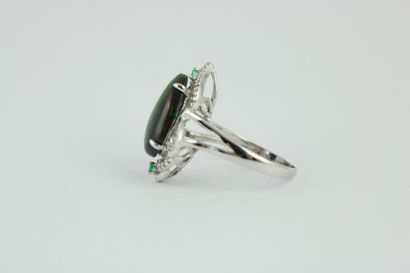 Bague en or gris 18K (750/1000) orné d'une...