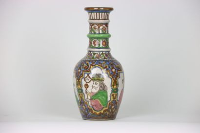 IRAN. Polychrome ceramic vase with decorations...