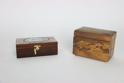 Meeting of four boxes in marquetry, mother-of-pearl...