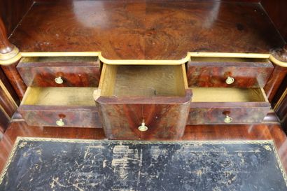 Mahogany and mahogany veneer desk, the lower...