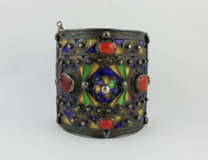 Berber silver bracelet of low title with...
