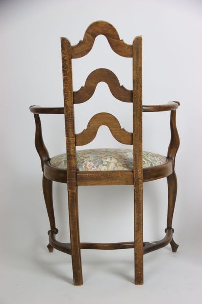 Pair of wooden armchairs with straight back,...