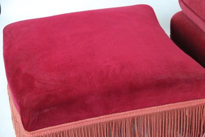 Ottoman footrest in red velvet. Napoleon...