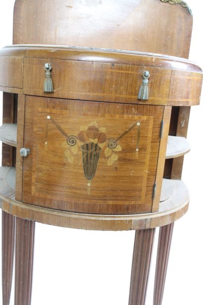 Table de chevet en bois de placage ouvrant...