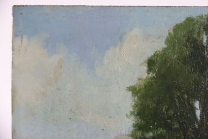 École du XXe siècle, Paysage lacustre, huile...