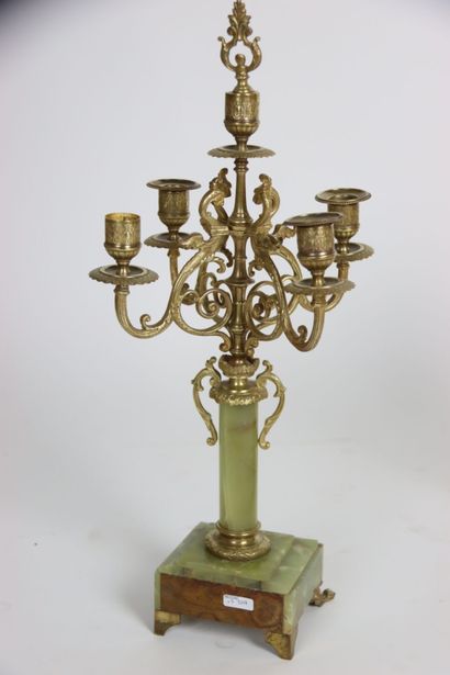Marble mantel set with ormolu ornaments including...