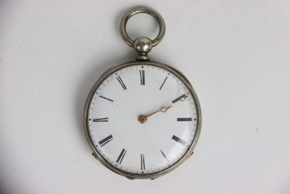 Silver pocket watch. Roman numerals. Gross...