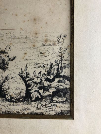 L. FLABAUT (?), troupeau de brebis Signé...