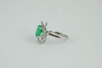 18K (750/1000) white gold ring centered on...