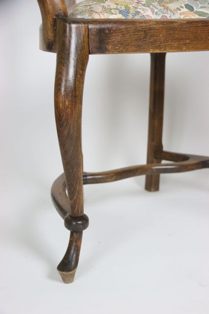 Pair of wooden armchairs with straight back,...