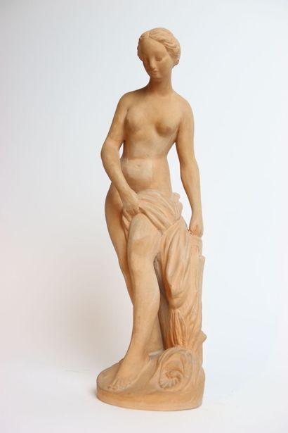 Large terracotta statue of a young woman...