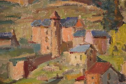 École du XXe siècle. Paysage d'un château...