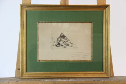 Réunion de dessins comprenant :
- Homme pensif,...