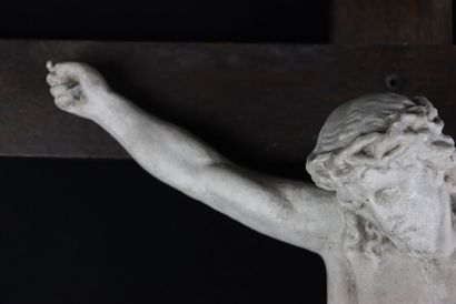 Crucifix with Christ in plaster and cross...