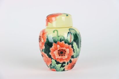 Ceramic covered pot with polychrome decoration...