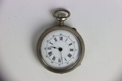Pocket watch in silver plated metal. Arabic...