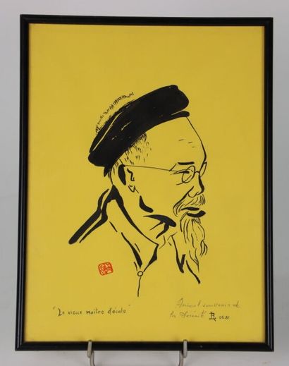 Estampe asiatique
VIETNAM, Old man in profile,...