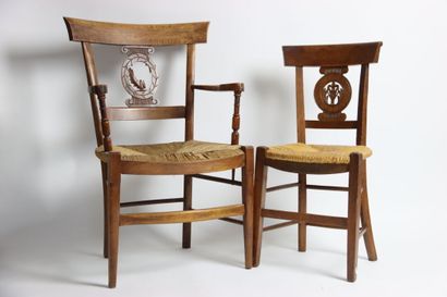 Meeting of an armchair and a chair in beech...