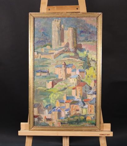 École du XXe siècle. Paysage d'un château...