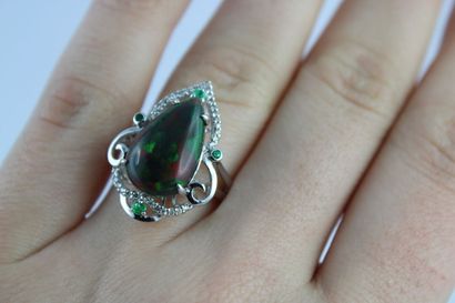 Bague en or gris 18K (750/1000) orné d'une...