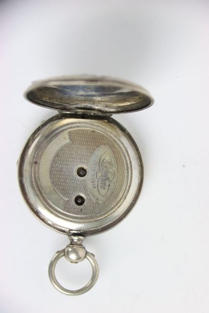 Silver pocket watch. Roman numerals. Gross...