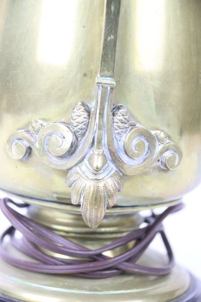 Large lamp in bronze and brass with oriental...