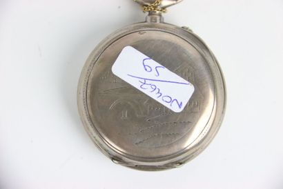 Silver pocket watch. Eight rubies cylinder....
