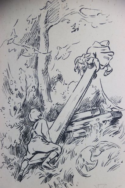 Victor PROUVÉ (1858-1943), Deux enfants sur...