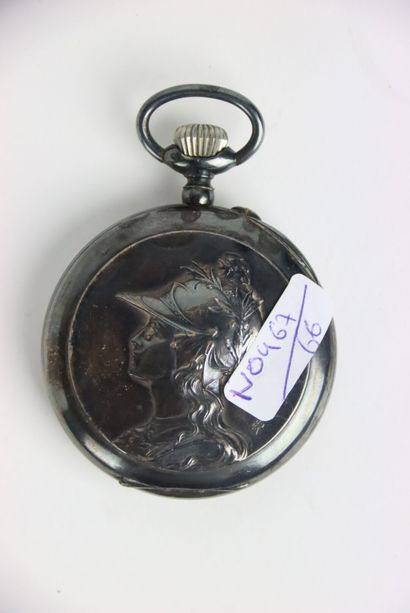 Pocket watch. Half metal embossed with the...