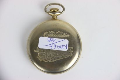 Pocket watch in silver plated metal. Arabic...
