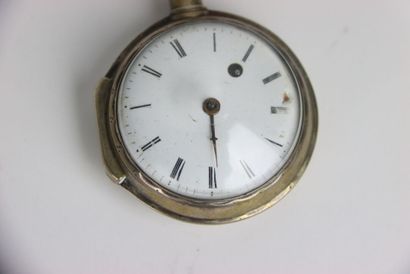 Pocket watch in silver, curved glass. Roman...